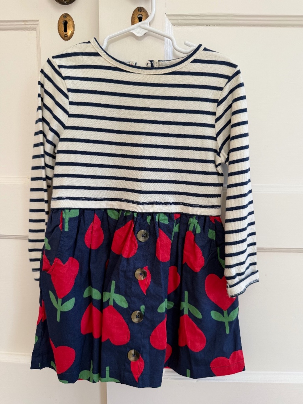 Mini Boden Stripe and Flower Print Girls Dress